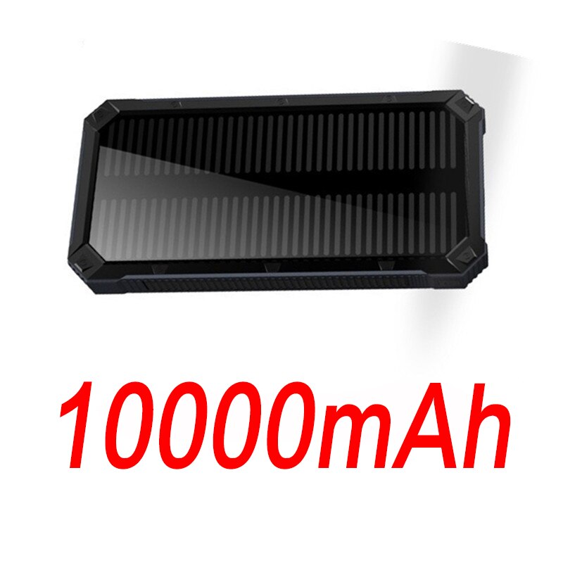70000Mah Zonne Bank Led Verlichting Outdoor Draagbare 2USB Poverbank Reizen Externe Batterij Voor Samsung Iphone Xiaomi: Black-10000mah