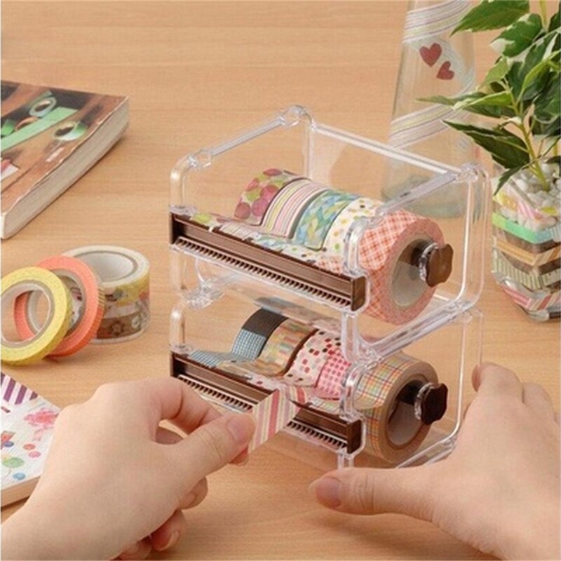 1PC Beige Color MaskingTape Cutter Washi TapeStorage OrganizerCutter OfficeTape DispenserSupplies