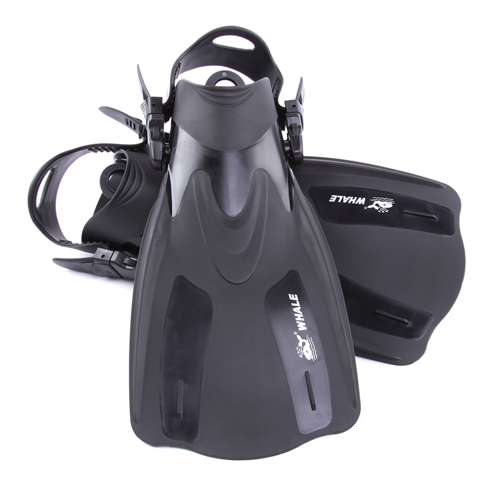 WHALE Adult Short Snorkeling Swim Fins Flippers with Adjustable Heel Water Sports