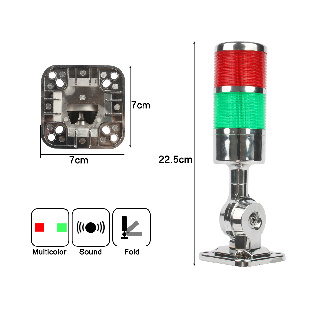 2 layers Rotatable 180 Stack light Red warning light industrial for CNC machine DC 24V 12V AC220V 110V Steady flashing light LED