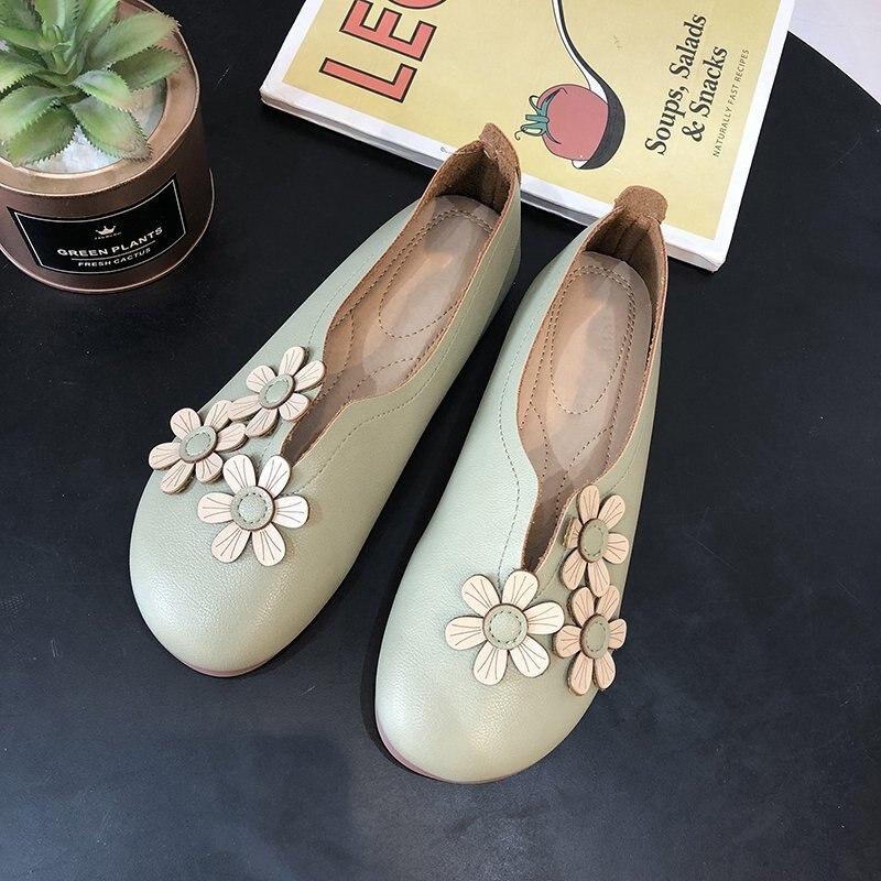 Lente Herfst Vrouwen Flats Bloem Slip Op Platte Schoenen Vrouw Bloemen Loafers Vrouwelijke Bootschoenen Oma Schoen Zapatos Mujer 8260N