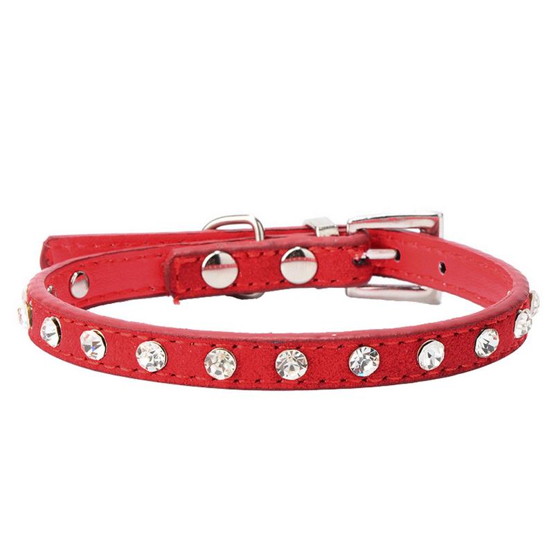 Crystal Rhinestone Cattle Cashmere Pet Collars Animals Dogs Cat Adjustable Collars Leads Pets Supplies Suede Crystal Cat Collar