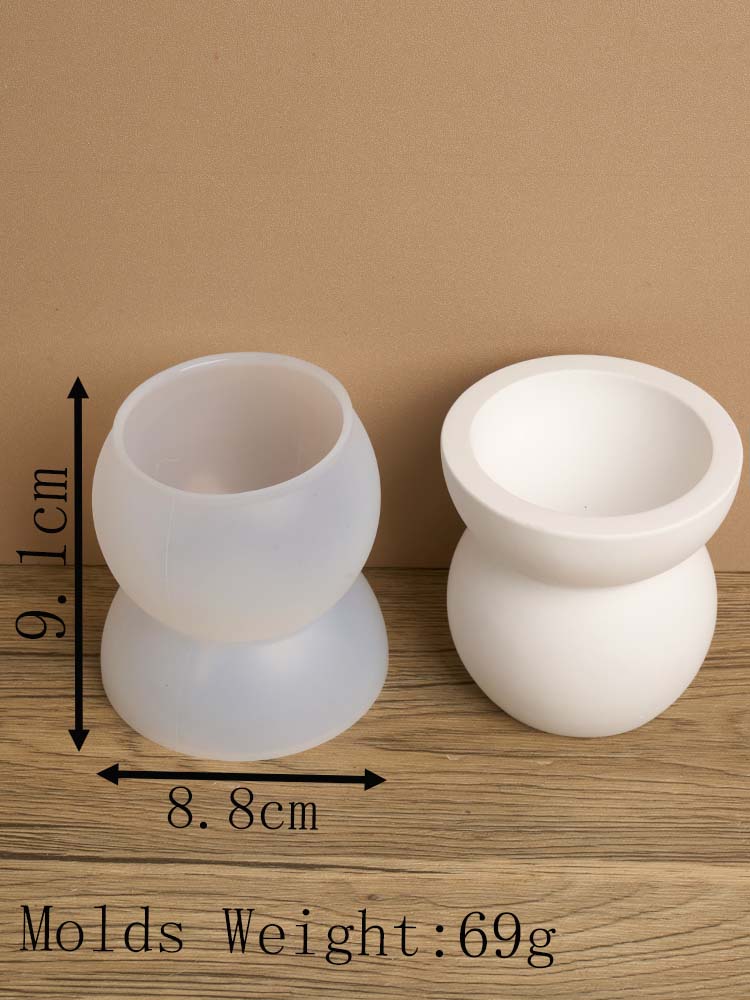 Moule en silicone géométrique semi-transparent ci-après, plâtre bricolage, béton, compte tenu du bougeoir, pot de stockage, moule en résine, décoration d'intérieur: vert clair