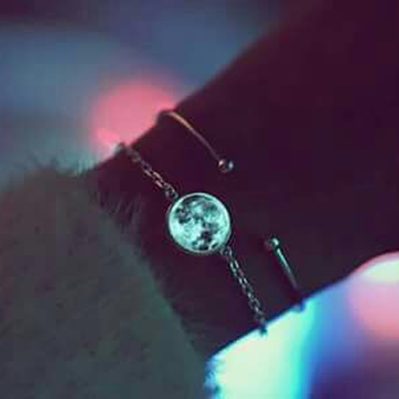 Geboorte Maan Armband Glow In The Dark Moon Phase Zilveren Ketting Armband Gloeiende Verjaardag Maan Sieraden Lunar Fase Armbanden Charm