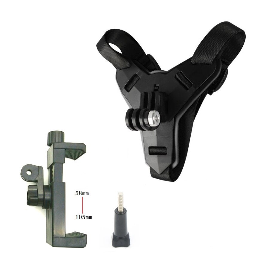 Accesorios para Gopro Hero 87 6 5, adaptador de soporte de montaje fijo en la barbilla delantera del casco de motocicleta para Xiaomi Yi 4K EKEN H9 SJCAM Sj4000: New black set