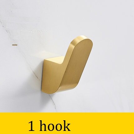 Geborsteld goud massief aluminium rij haak badjashaak zware wandgemonteerde handdoekhaak keukenmuur deur badkamerhaak: 1 haak