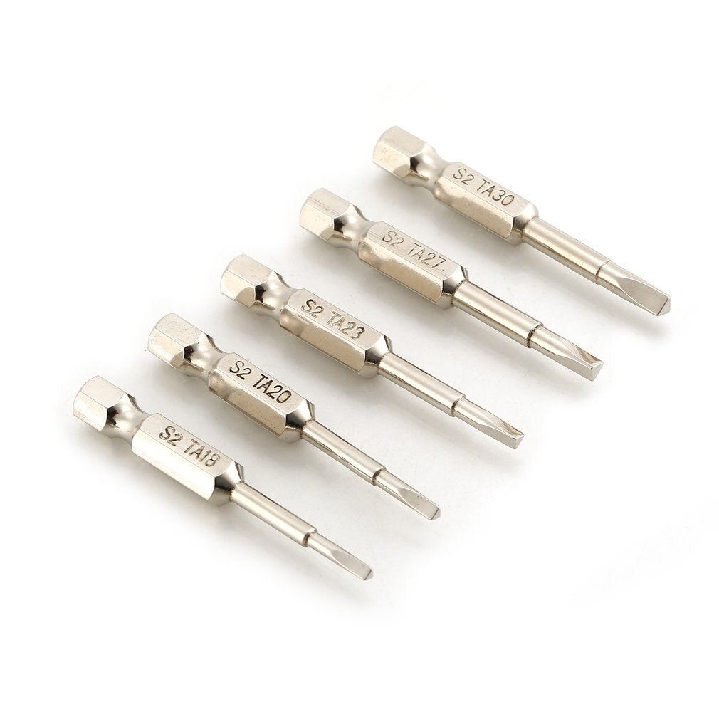 5 st  s2 stål magnetiska triangelhuvud skruvmejsel bits 50mm 1/4 skaft munstycke pneumatisk skruvmejsel elektriskt huvud