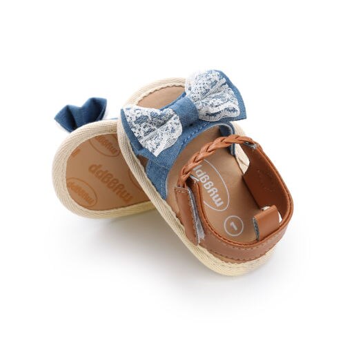 Zomer Prinses Meisje Kant Boog Sandalen Platte Hakken Peuter Kids Gesp Klompen Casual Party Bruiloft Schoenen