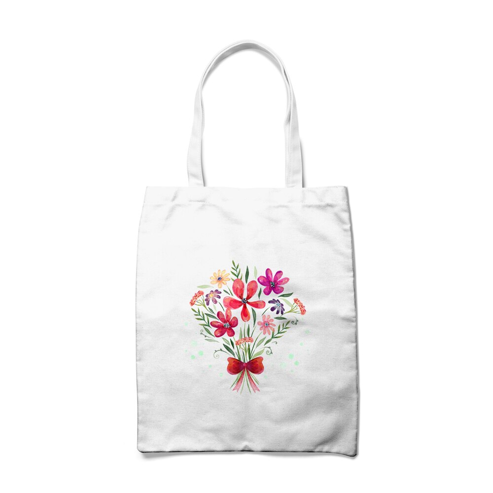 Bloemen Printing Boodschappentas Canvas Tote Bag Print Wit Schouder Bakken Voor Reizen Boodschappentassen Herbruikbare Eco Katoen Handtassen: 5