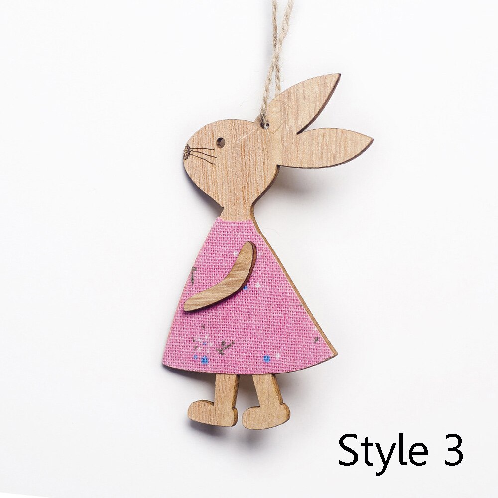 1/3 Pcs Pasen Konijn Houten Decoratie Diy Hout Opknoping Ambachten Schattige Bunny Pasen Ornamenten Feestartikelen Hout Ambachten: Style 3-3pcs