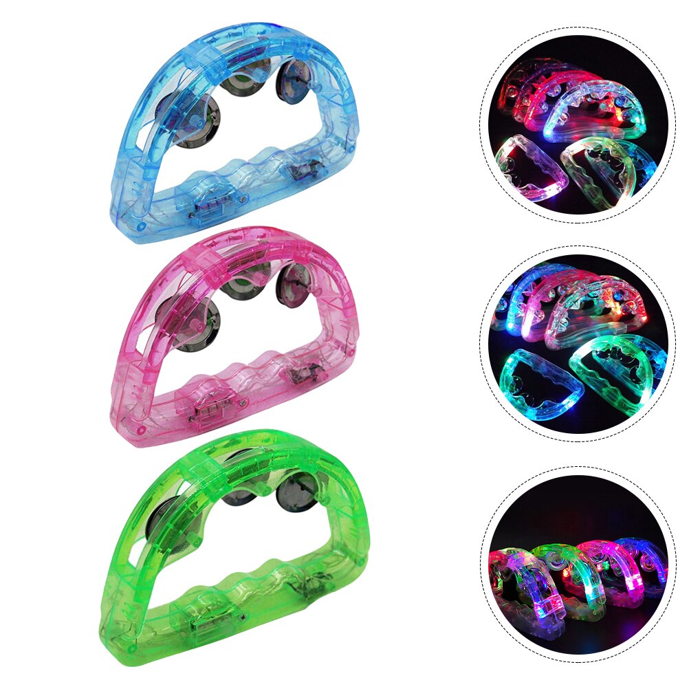4pcs Tambourine Handheld Percussion Instrument Tambourine with LED Lights: Default Title