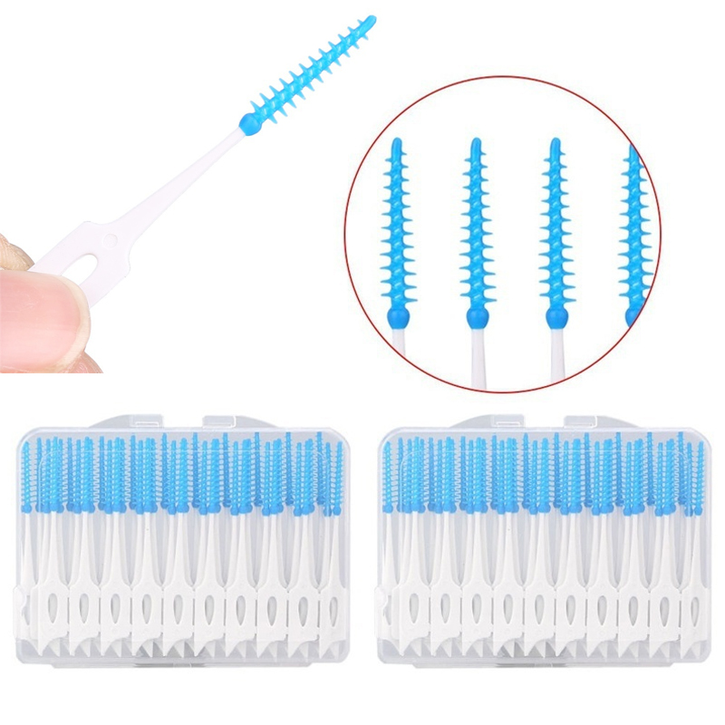 Cepillo Interdental Push-Pull de 0,7mm, cepillo de alambre para ortodoncia, herramienta para el cuidado bucal, 40 unids/lote