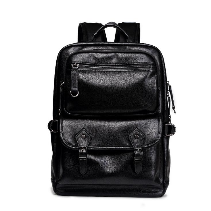 070217 men man casual backpack student school bag: Black