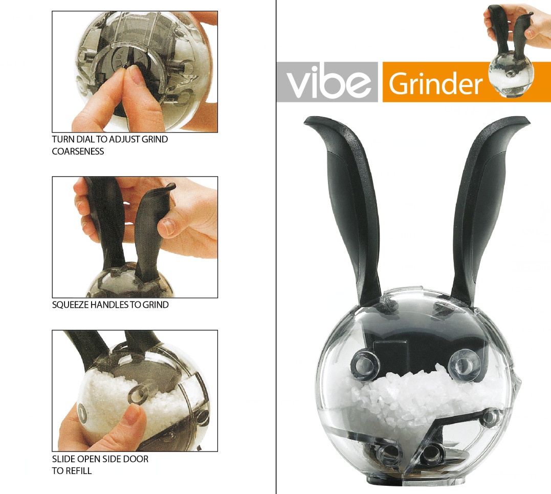 Portable Salt and Pepper Grinder Mini Manual Spice Grinder Multifunctional Kitchen Tools Black Rabbit Ears Abrader