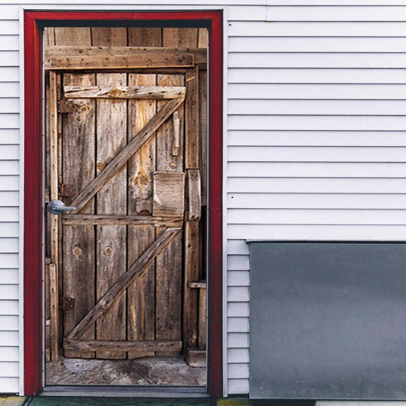 3D Door Sticker Door Pattern Sticker Bedroom Study Bathroom Door Concealment Renovation Wall Decorationhome Furnishing