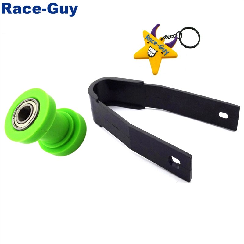 8mm &amp;10mm Chain Roller Pulley Tensioner + Black Chain Slider Rear Swingarm Guard For Dirt Motor Trail Bike Motorcycle Motocross: 10mm Green
