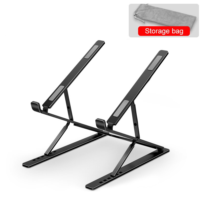 Soporte portátil para portátil Base ajustable soporte plegable para portátil soporte para Macbook Pro soporte de refrigeración de aluminio: Black