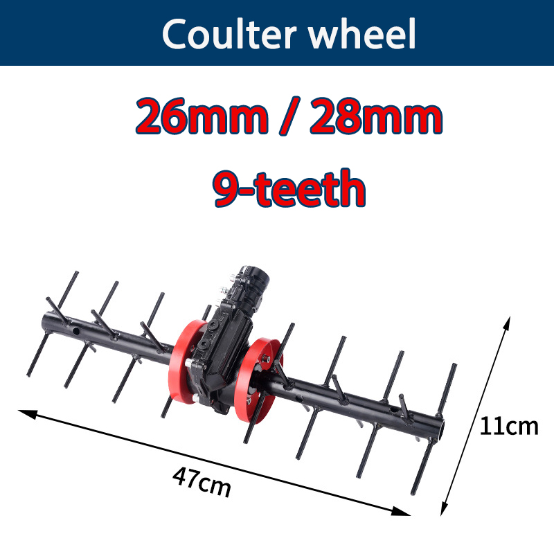 Garden Tool Coulter wheel 26mm 28mm Brush Cutter Grass Wheel Head Soil Loosen Weeder Head Mini Tiller Parts Cultivator 9 teeth