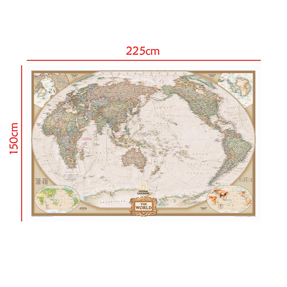 150X225 Cm Klassieke Wereldkaart Non Woven Kaart Met Belangrijke Steden In Elk Land Voor Trip