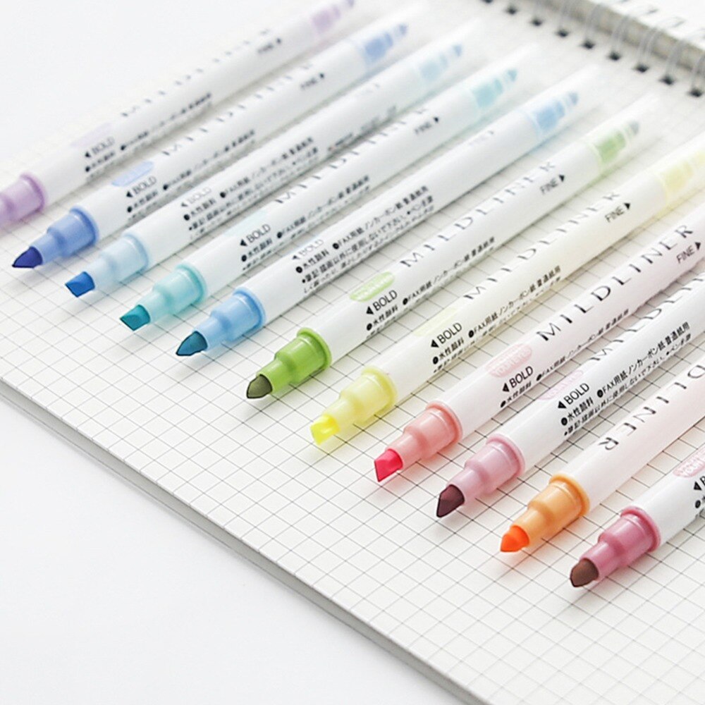 12 Pcs/set Double Head Nite Writer Pen Marking Pen School Office Supplies Art Highlighter Drawing Mark Pen Stationery e30