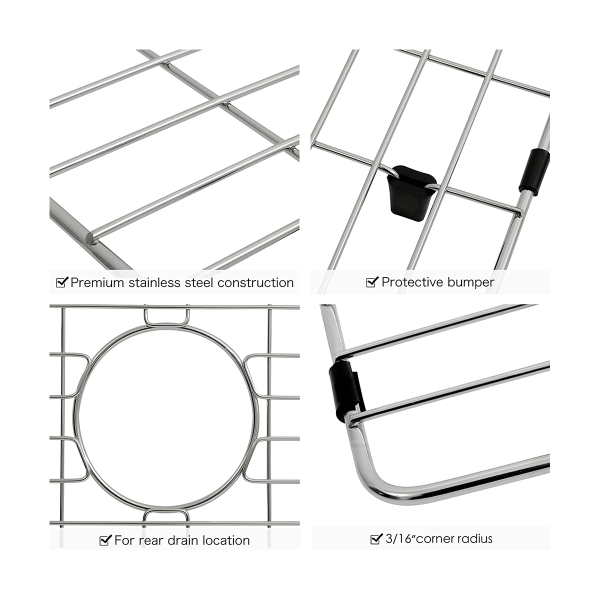 Kitchen Sink Grid Sink Bottom Grid,Stainless Steel Sink Grid and Sink Protectors for Kitchen Sink with Rear
