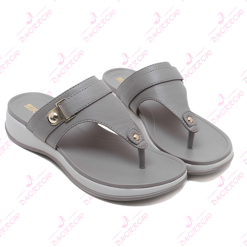 Jandals Wedges Ethnic Women's Slippers Comfortable Women's Summer Shoes: Gray / 6.5