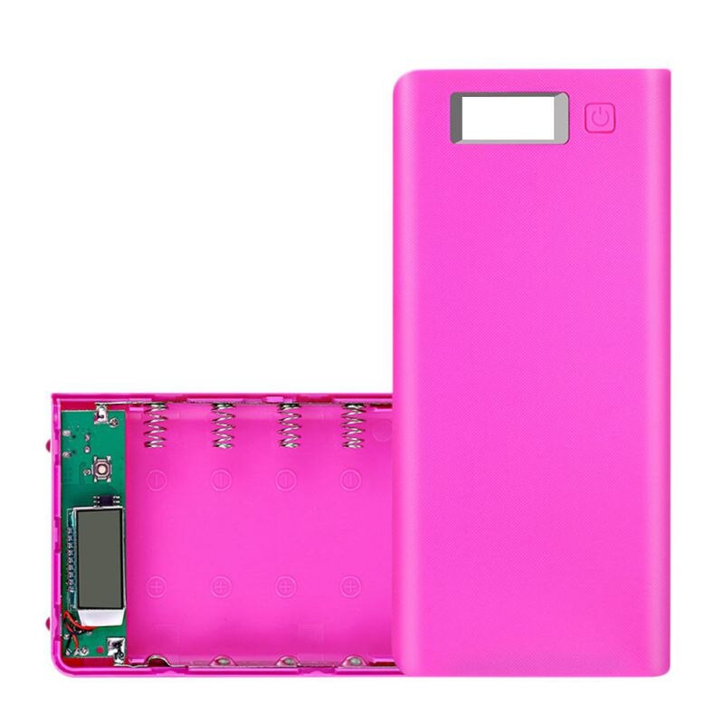 Diy 8x18650 bateria portátil power bank caso escudo caixa display lcd duplo usb caixa de banco de potência: ROXO