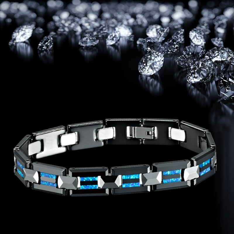 CH-95 bracelet de luxe pour hommes en céramique noire tungstène bleu opale bracelets pour hommes bijoux mâle breloque bracelets bijoux