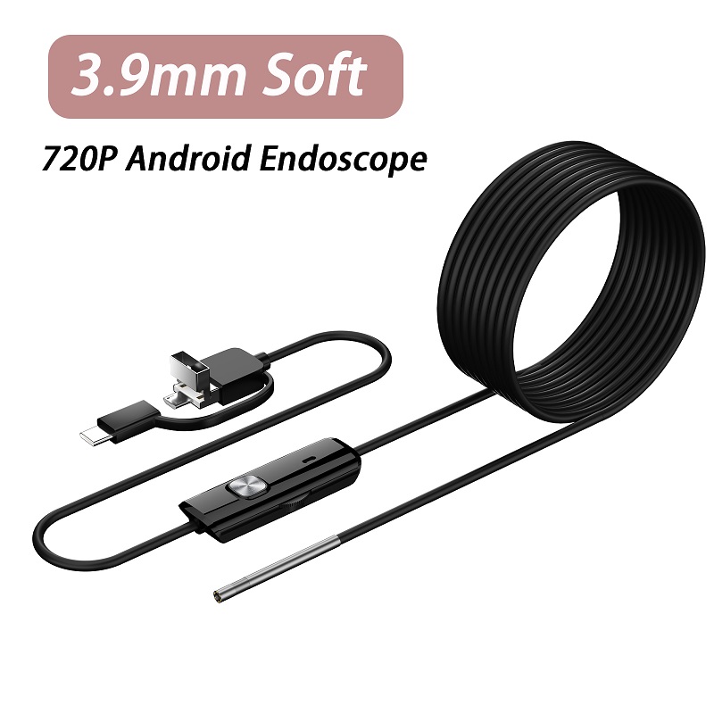 Cámara endoscópica Industrial Android TYPE-C HD720P 8/3,9 MM Micro USB boroscopio de inspección de coche LED impermeable para teléfono Android PC: Gris / 3,5 m