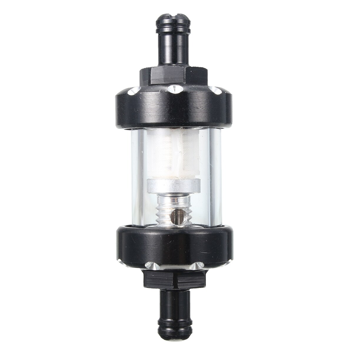 Filtro de combustible para motocicleta 1/4 ''6mm filtro de combustible transparente en línea corto filtro de combustible aleación de aluminio filtros de Auto 69mm de largo: Black