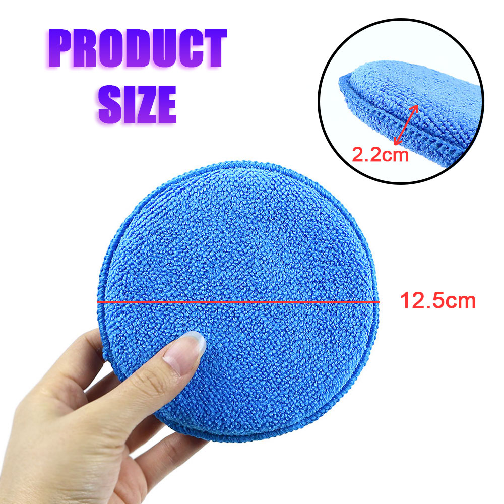 Silicone World-esponja para pulir y encerado de coche, bloque de microfibra, almohadilla aplicadora de espuma redonda, herramientas de limpieza para el cuidado de los detalles del coche, 5 uds.