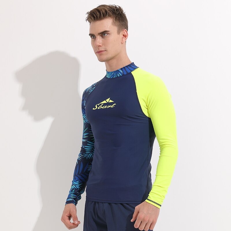 Heren rashguard top heren fitness lange mouwen rashguard t-shirt bodybuilding huid strak drogende tops zon uv badpak blouse print