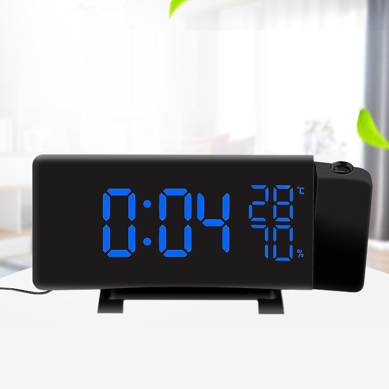 TS-5210 LED Projection Alarm Clock Digital Radio Snooze Timer Temperature LED Display FM Radio Three Color Clock