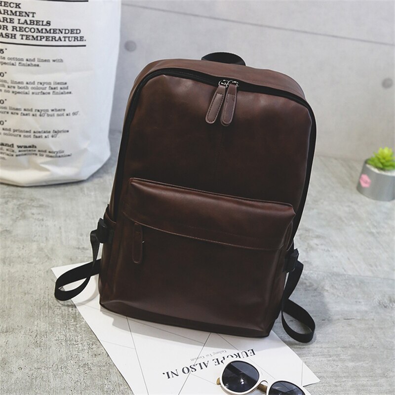VORMOR Brand Men Backpack Leather School Backpack Bag Waterproof Travel Bag Casual Leather Book bag Male: Chocolade