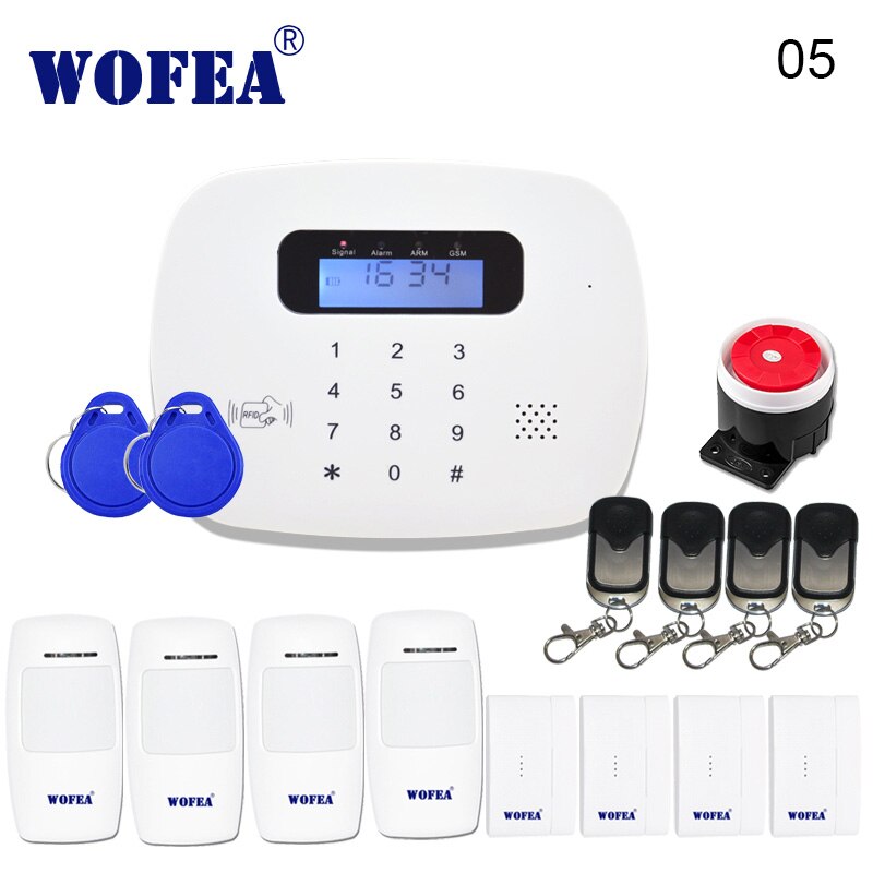 WOFEA LCD PIR Sensor GSM automático dial casa Oficina ladrón intruso GSM sistema de alarma compatible con Android y aplicación IOS Control