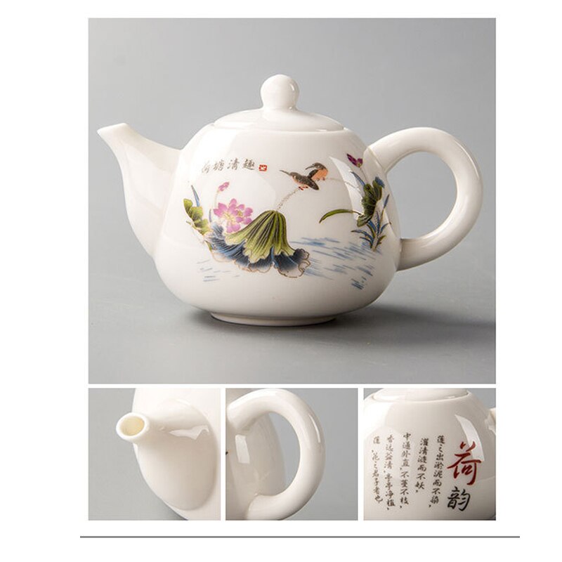 Hand-painted Teapot Ceramic Home Tea Pot Beautiful Teapot White Porcelain Upper Sleeve Tea Set Tea Set Hand-made Tea Pot Drink