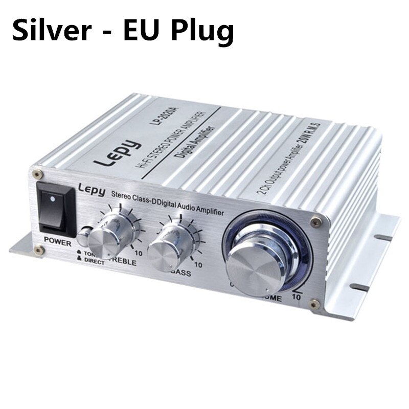 LP-2020A Digitale Hoogwaardige Kleine Eindversterker ONS Standaard Voeding 3A ONS UK/eu-stekker Zwart, zilver
