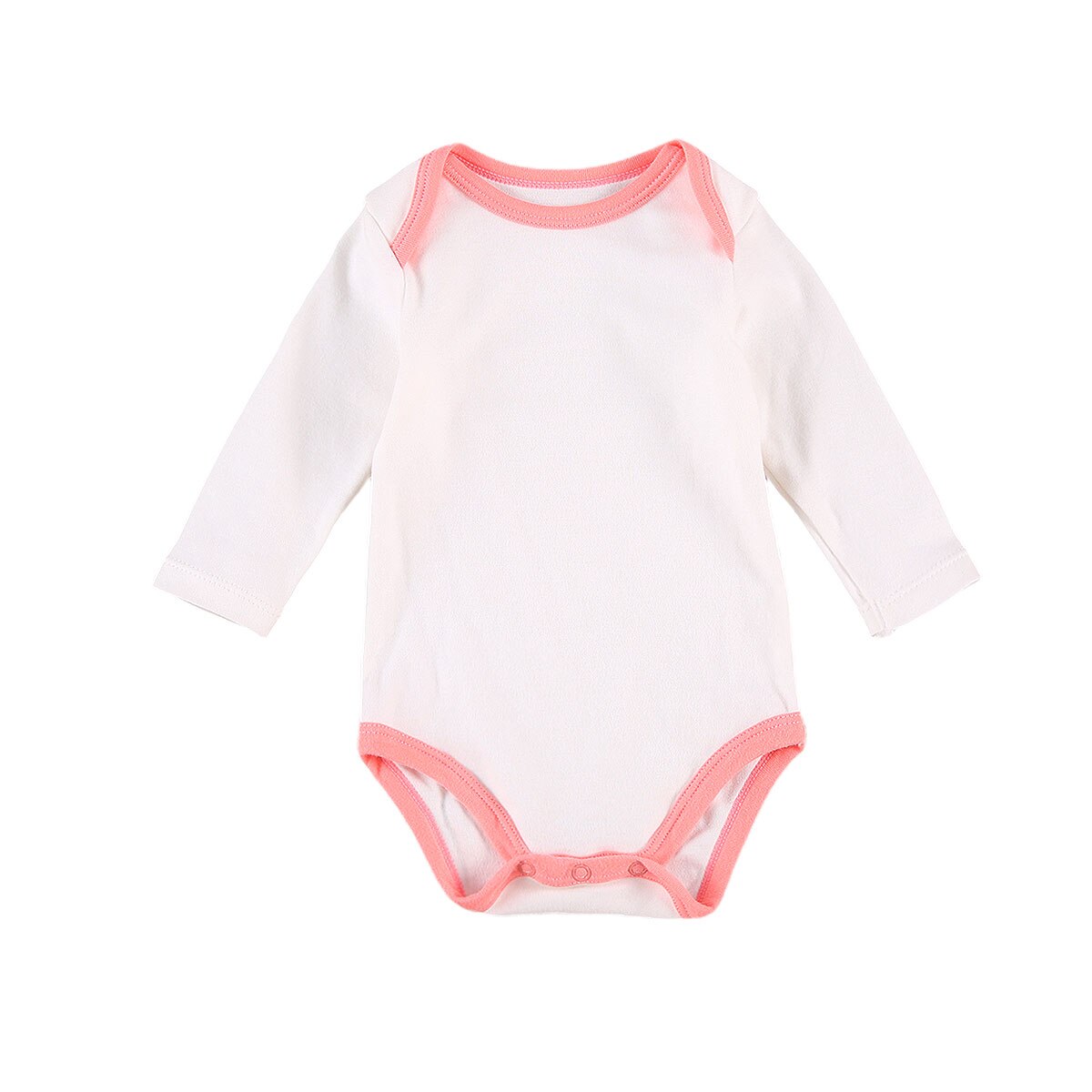 Enfant en bas âge côtelé tenue épissage couleur o-cou manches longues barboteuses haut pour bébé filles, garçons, 0-18 mois printemps automne: Rose / 6M