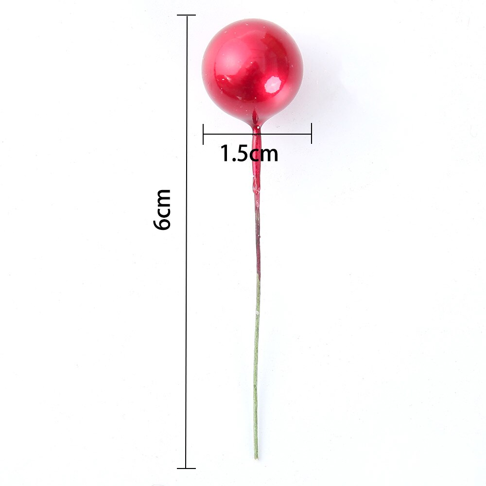 50 st 1.2/1.5cm konstgjorda blommor frukt pärla ståndare plast bär till bröllop jul år gör det själv låda dekorerad krans