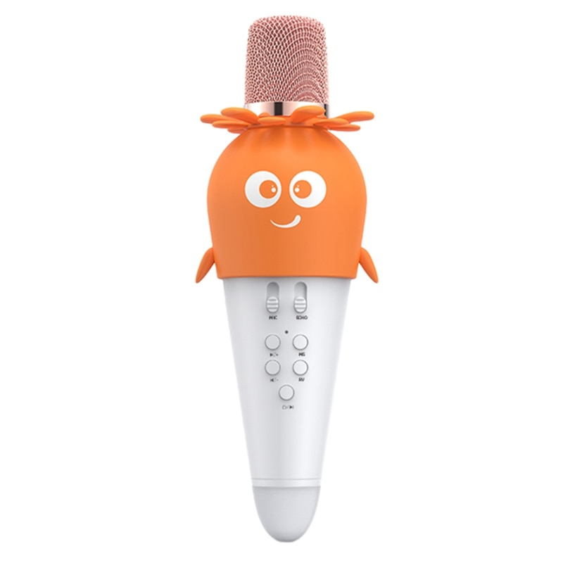 Wireless Karaoke Microphone Bluetooth Handheld Portable Speaker Home KTV with LED Lights Cute Shape Microphone for Kids