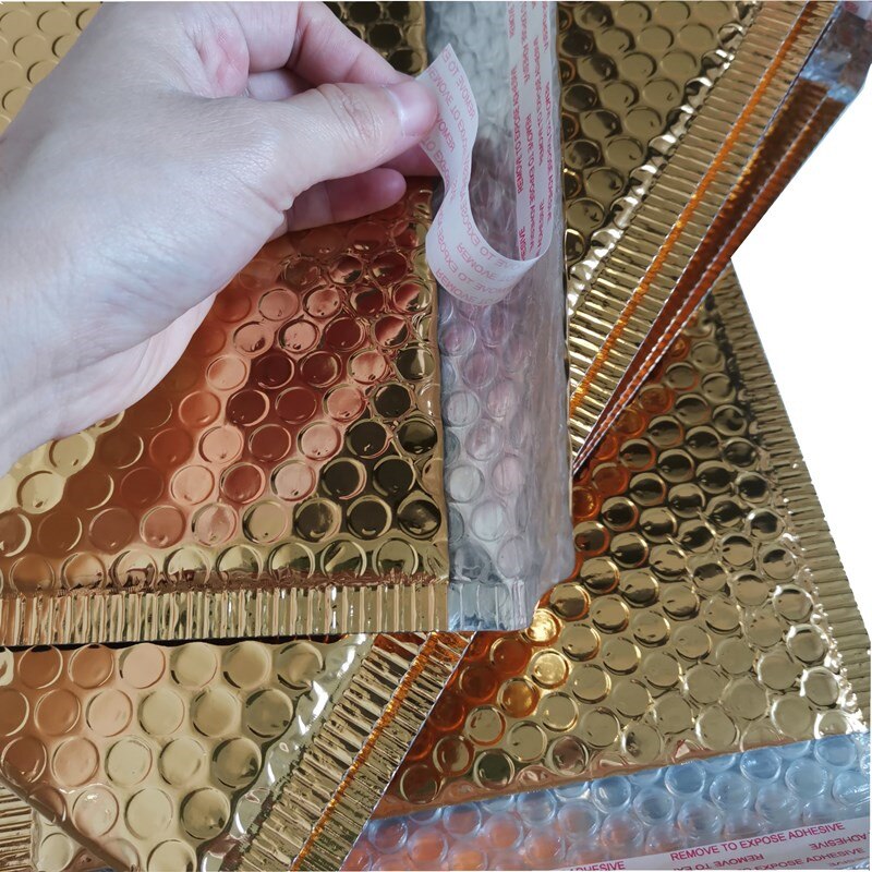 50/30/10/5PCS Gold Plating Paper Bubble Envelopes Bags Mailers Padded Envelope Bubble Mailing Bag Different Quantity