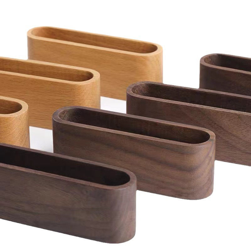 Visitekaartjeshouder van hout, organizer voor op het bureau, displaystandaard voor visitekaartjes met pennenvakje, memoblokhouder, kaartenhouder, opbergruimte.