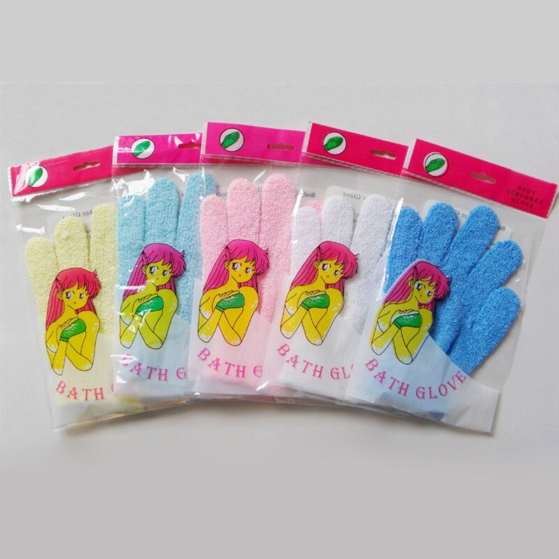 Luvas de banho esfoliantes e de nylon, 1 peça, massagem para o rosto e o corpo, para lavar a pele, esfregar a pele