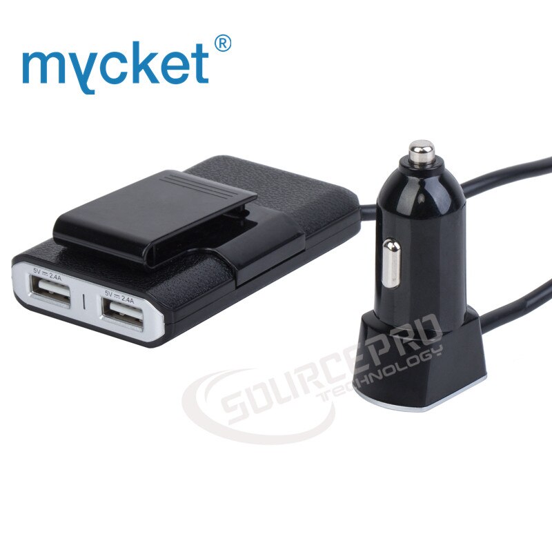 Usb car charger 2,4 t 4 ports, universal usb fast adapter with 1,6 m/5,25 ft extension cables for car phone