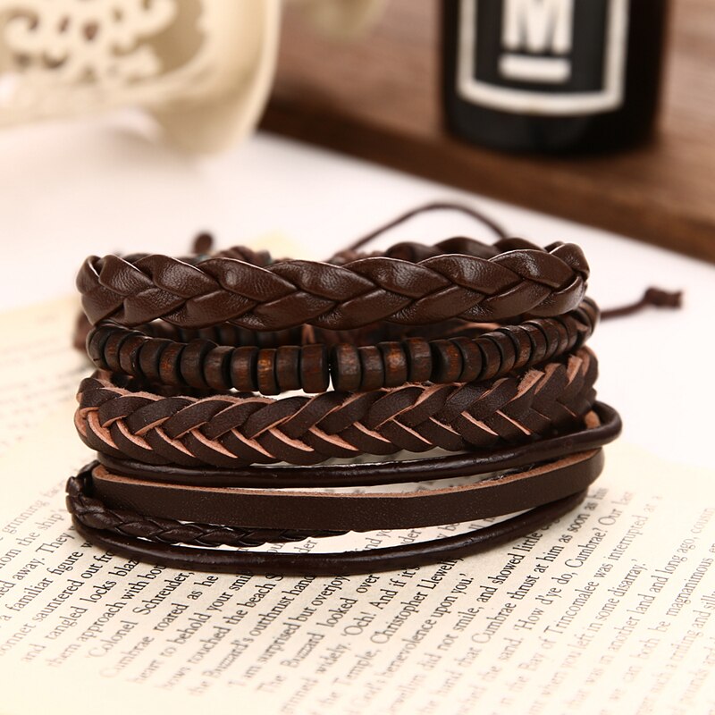 Daxi herr armband för herr berlocker armband pärlband armband tillbehör flätat läder armband herr smycken: Ifs 00730