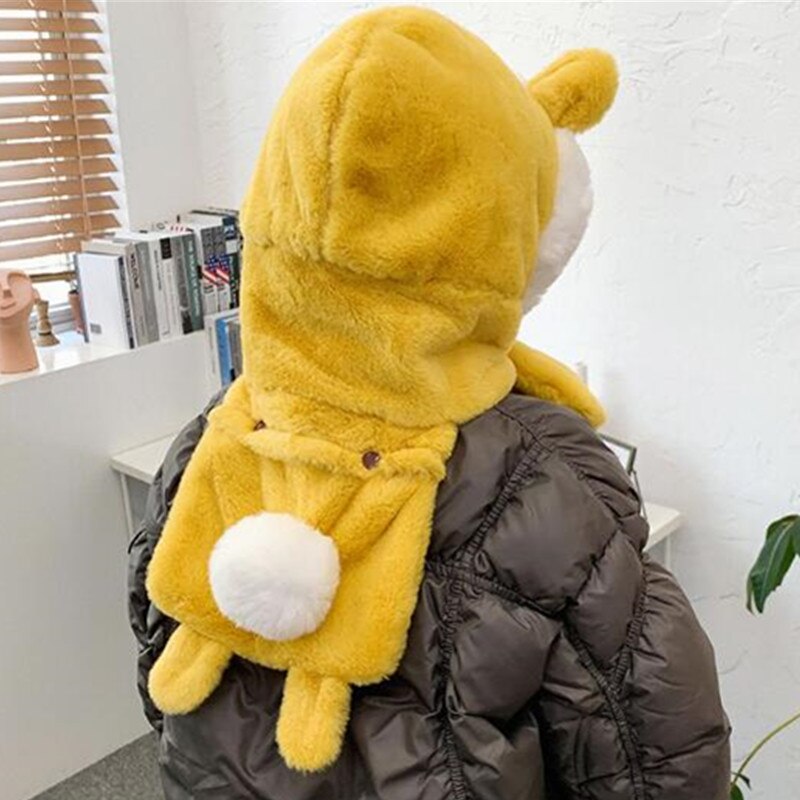 Kindersjaal een muts herfst winter koreaanse versie imitatie konijnenbont babymeisjes warme muts pluche dinosaurussenoren capuchonsjaal