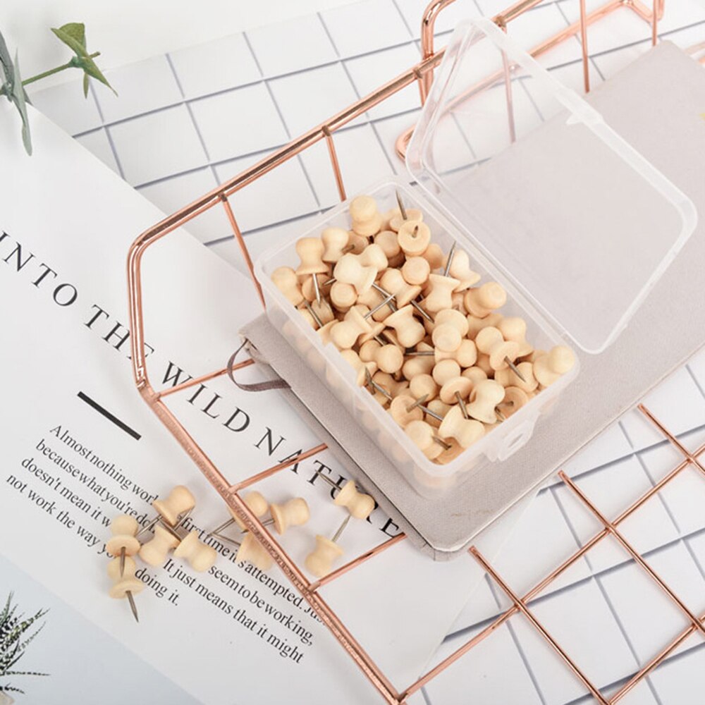 18/50/60/100 Pcs Wooden Thumbtack Board Pins Push Drawing Photo Wall Cork Studs Painting Tool Pushpin Office School Supplies