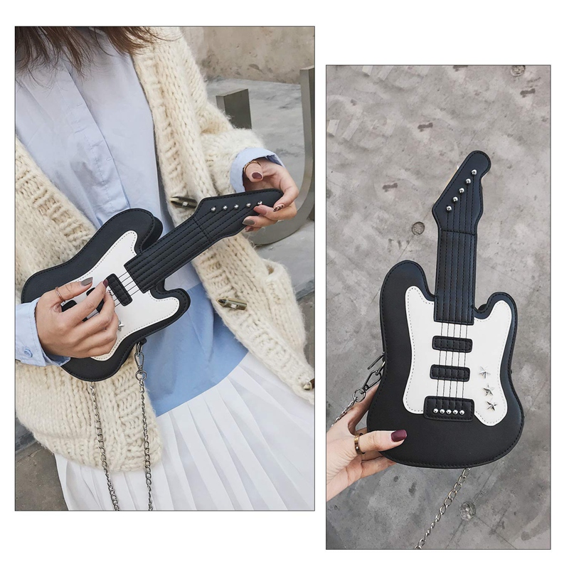 Women'S Piano Music Tote Bag Purse Cute Guitar Shape Crossbody Messenger Shoulder Bags, Guitar