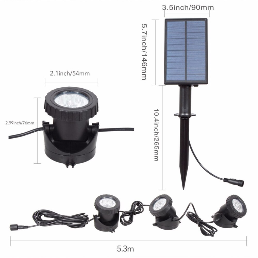 Solar RGB LED Underwater Light Garden Lawn Pond Light IP68 Waterproof Landscape Spotlight Pond Submarine Projector Light
