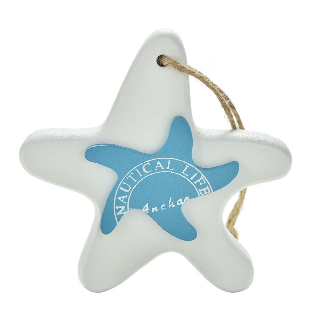 1PC Mediterranean Starfish Hung Fish Nautical Decor hang small adorn Crafts Wood Fish/decorated marine pendant